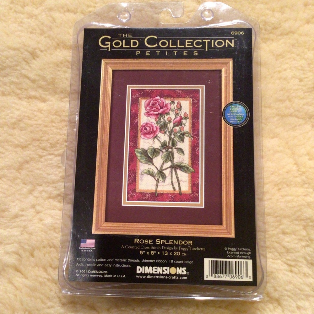 Vintage The Gold Collection Petites Rose Splendor cross-stitch kit